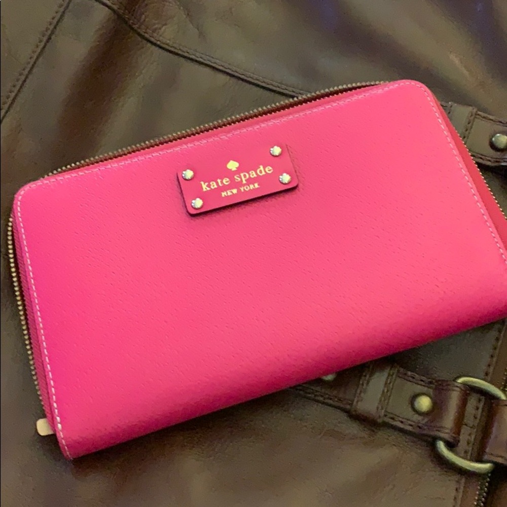 KATE SPADE pink travel passport card organizer